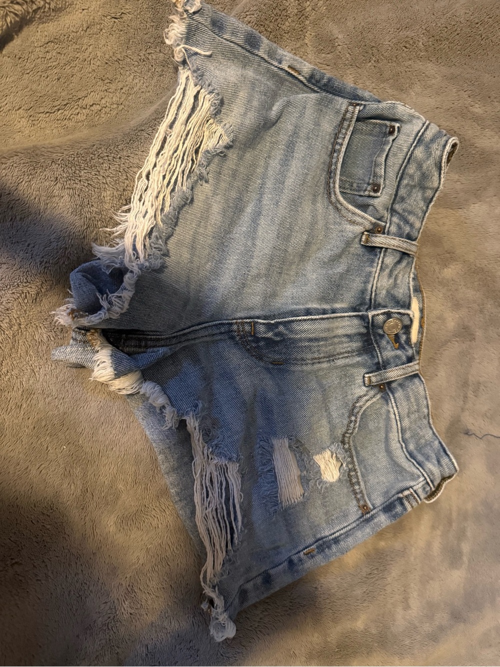 PacSun Light Blue Distressed Denim Cutoff Shorts - Picture 1 of 3